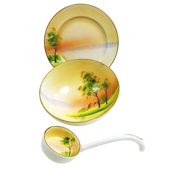 Nippon 3 Piece Mayo Set Hand Painted - Picture 2 of 7